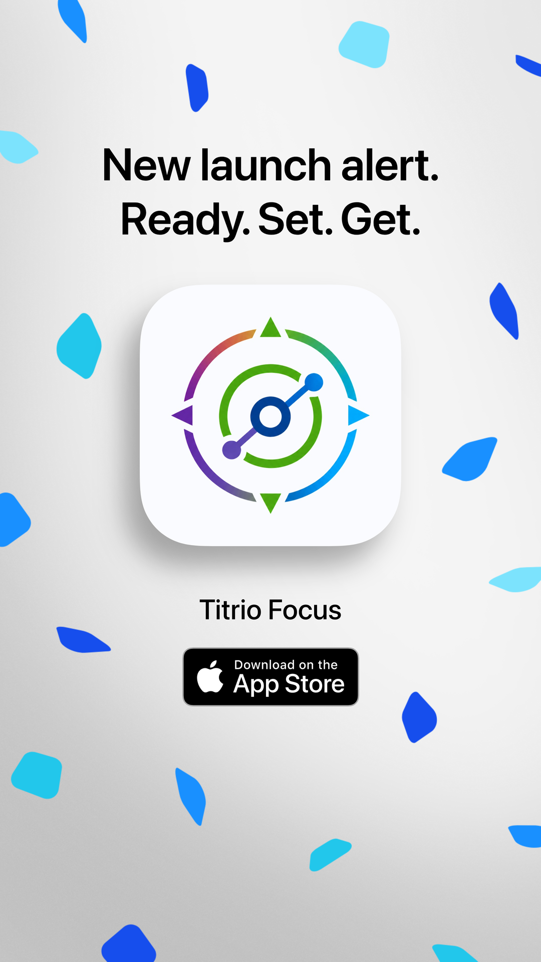 Titrio Focus launch artwork with the App Store badge and app icon.